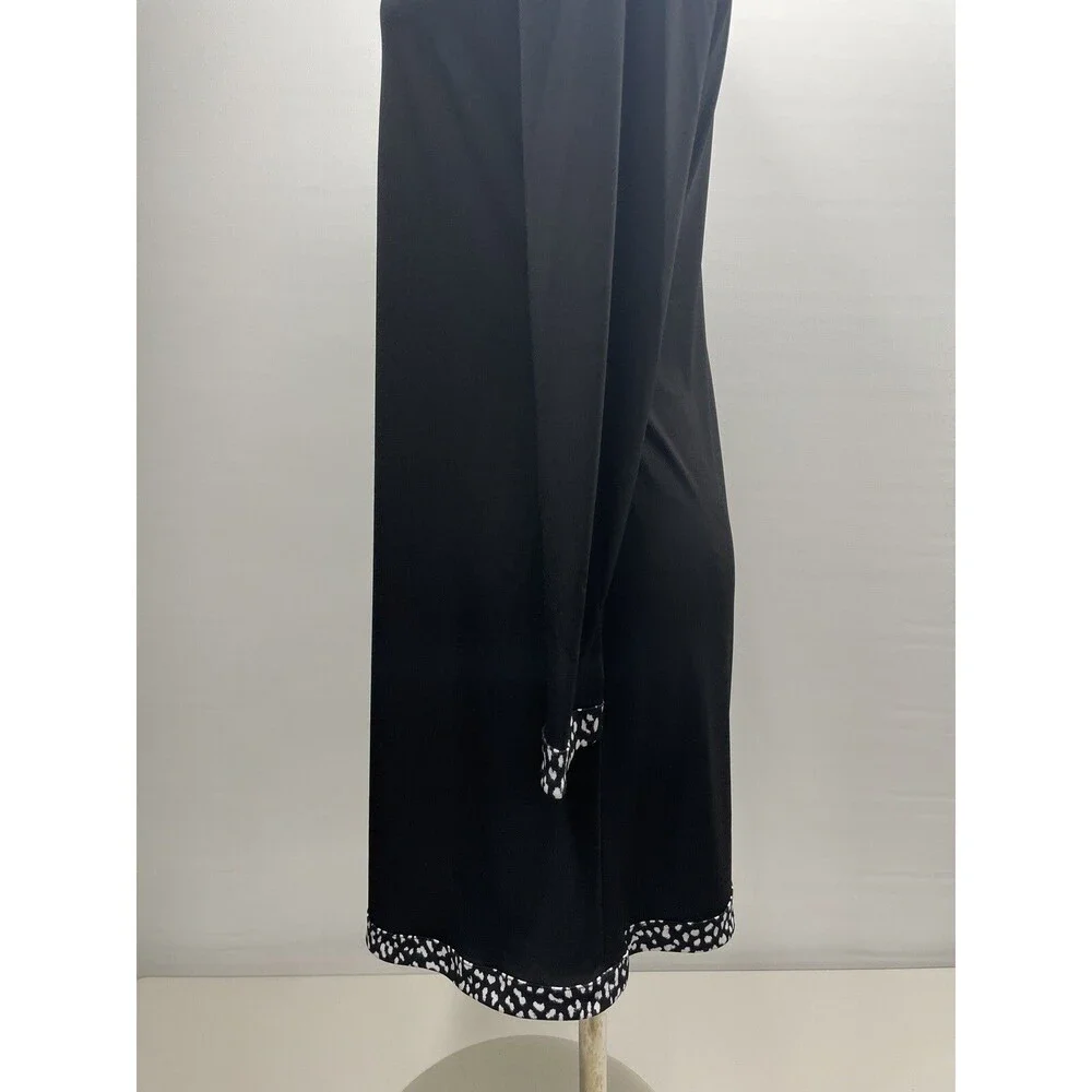 Michael Kors Black Long Sleeve Dress w/ Black & White Animal Print Trim Size M